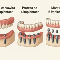 Nowoczesne protezy zębowe całkowite cena zależy od liczby implantów: na 2, 4 lub 6.