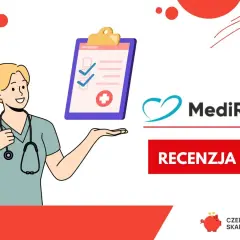 Pielęgniarka prezentuje listę zadań obok logo MediRaty. Sprawdź pozytywne mediraty opinie i dowiedz się więcej.