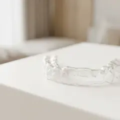 Przezroczysty retainer stały, który pomaga utrzymać idealny uśmiech po leczeniu ortodontycznym.