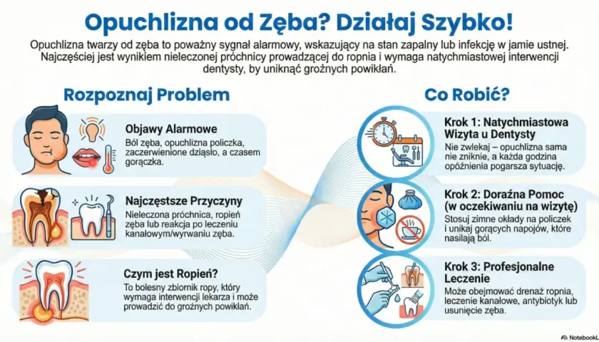 Opuchlizna od zęba? Ból zęba, gorączka, ropień. Jak uśmierzyć ból i co robić? Wizyta u dentysty, zimne okłady, leczenie.