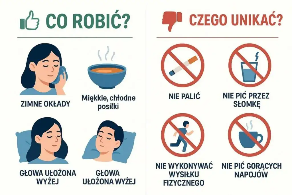 Zalecenia po wyrwaniu zęba infografika