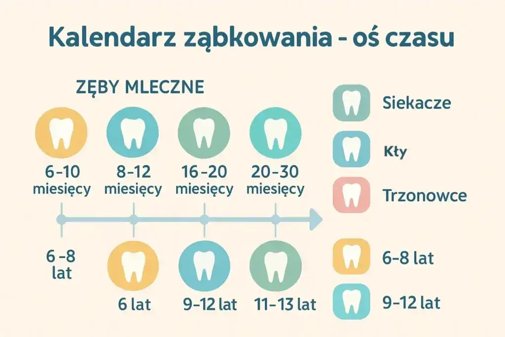 kalendarz ząbkowania dziecka infografika